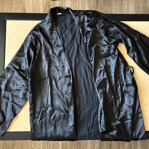 Women’s Black Satin Robe